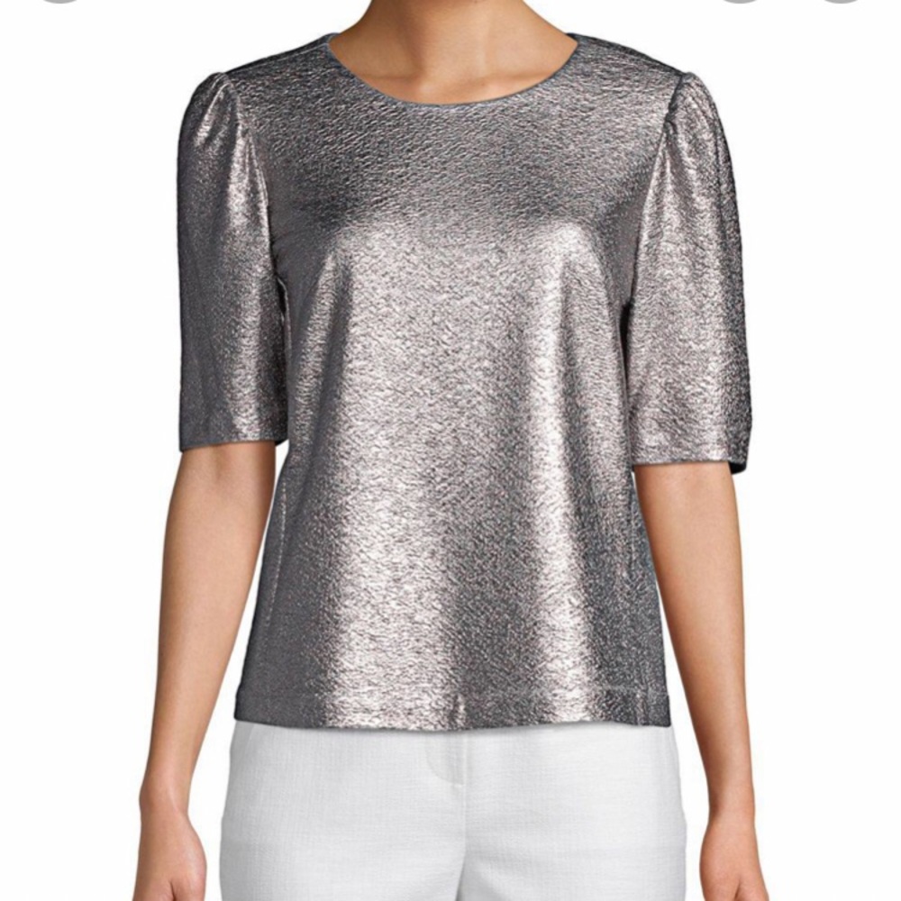 Rebecca Taylor. Metallic puff sleeve top.